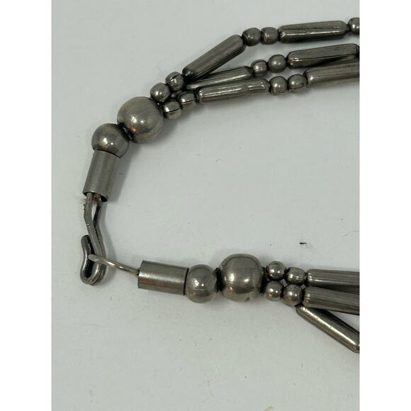 American Vintage Necklace Costume Jewelry Silver Tone Multi Strand Futuristic - Picture 4 of 6